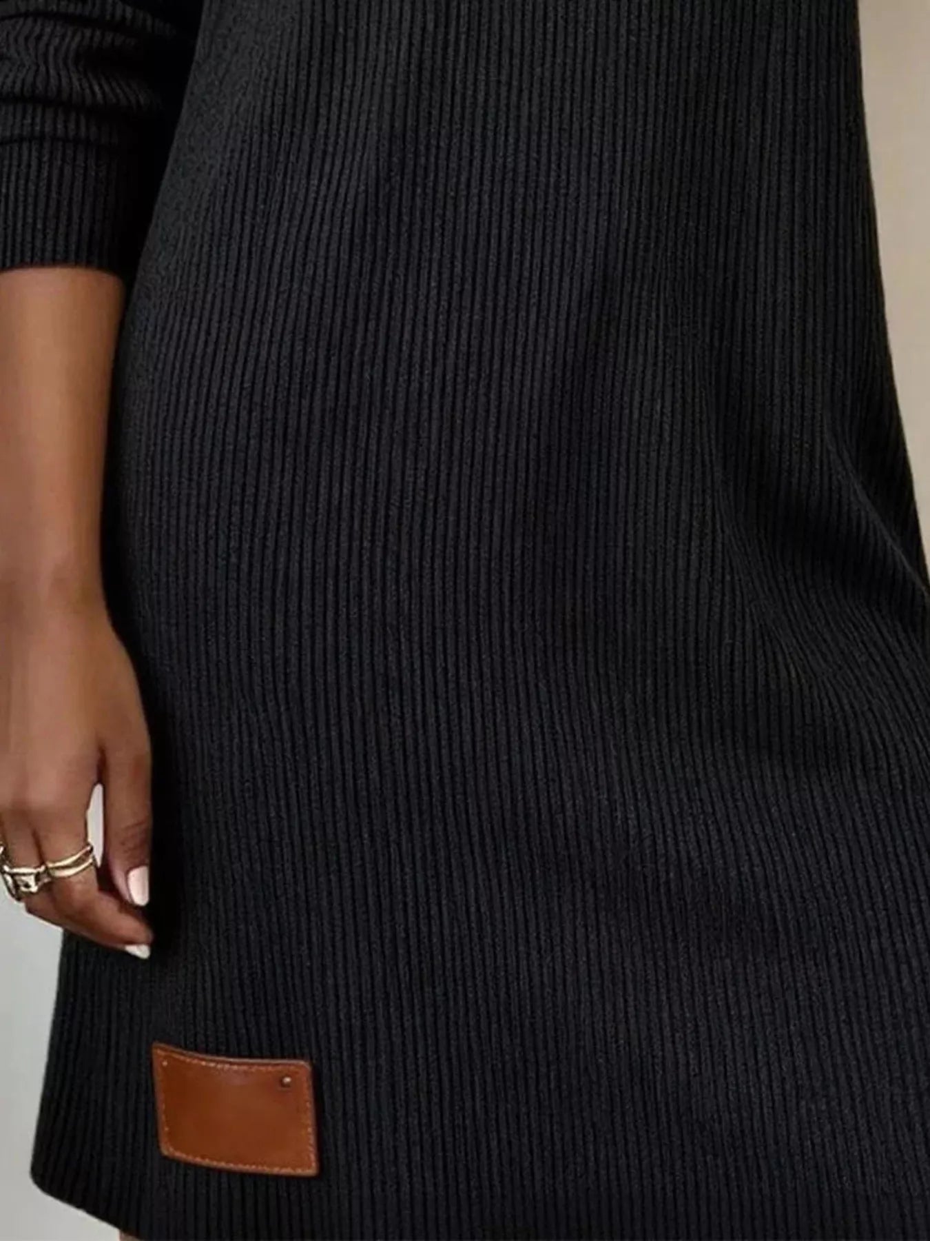 Casual Cowl Neck Ribbed Knit Mini Dress - Lara Moda