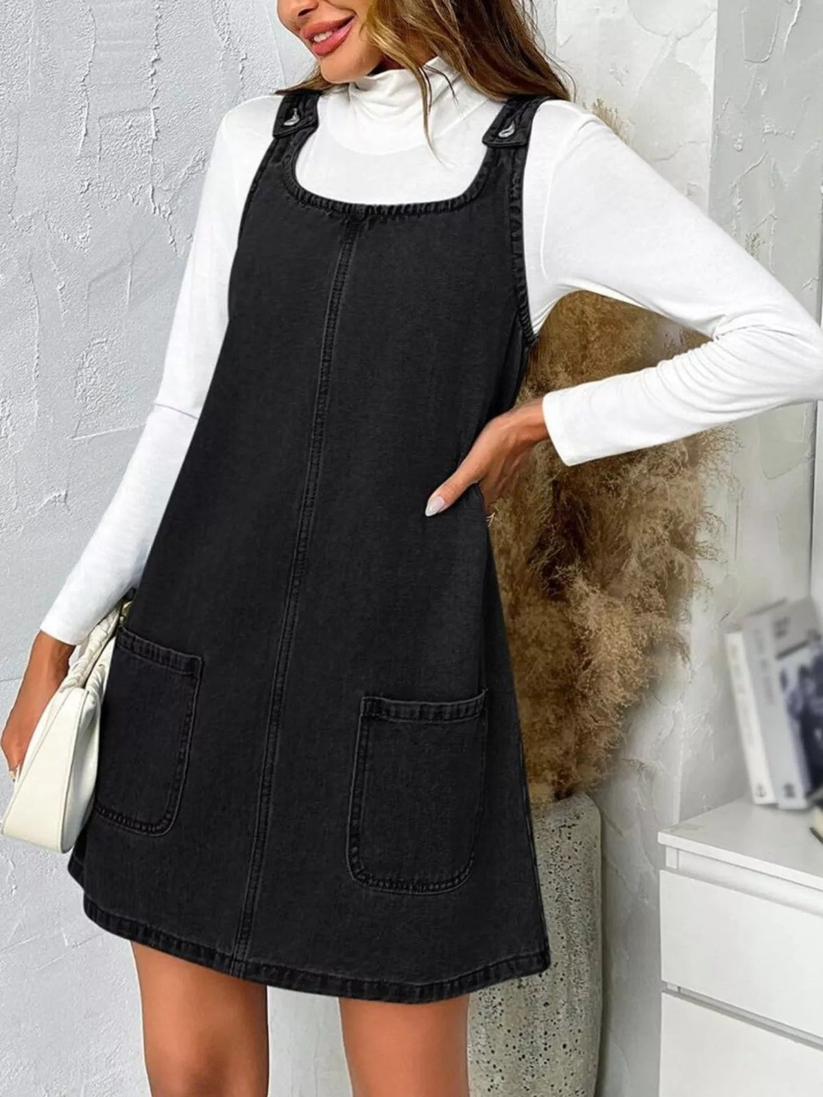 Casual Scoop Neck Sleeveless Denim Dress - Lara-moda store