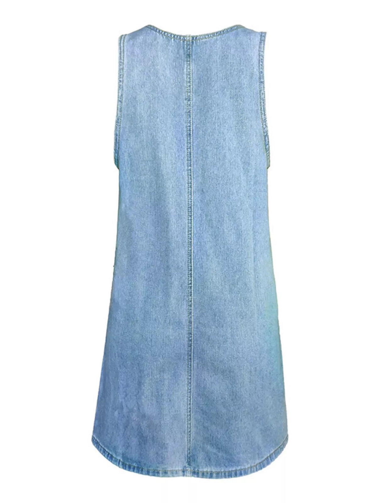 Casual Scoop Neck Sleeveless Denim Dress - Lara-moda store