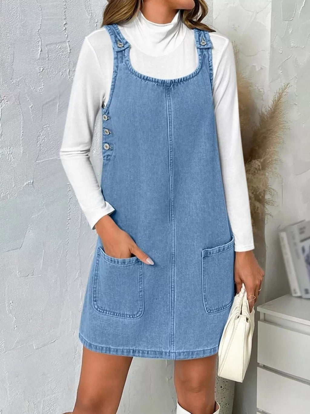 Casual Scoop Neck Sleeveless Denim Dress - Lara-moda store