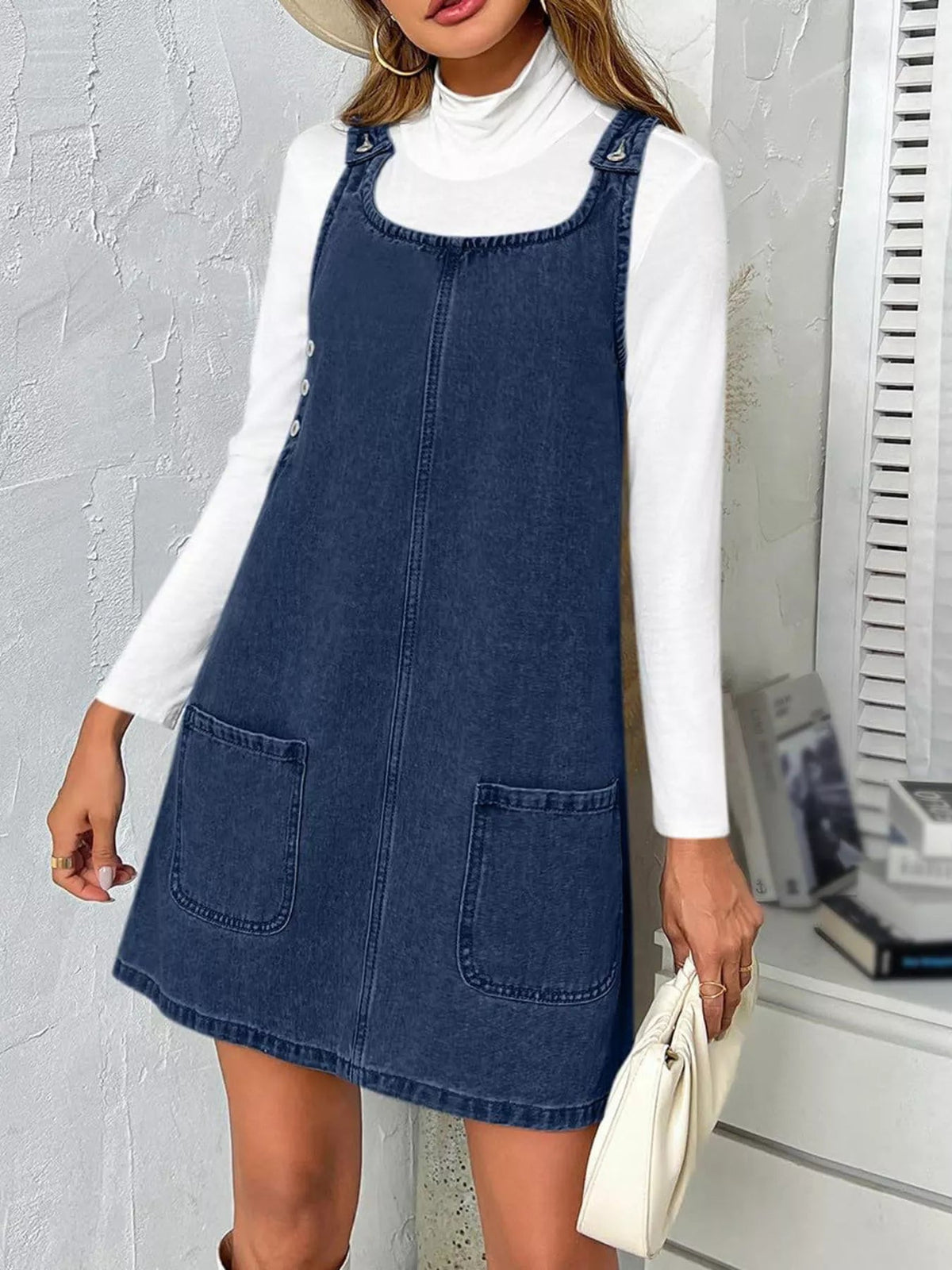 Casual Scoop Neck Sleeveless Denim Dress - Lara-moda store