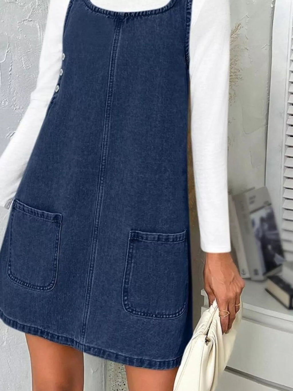 Casual Scoop Neck Sleeveless Denim Dress - Lara-moda store