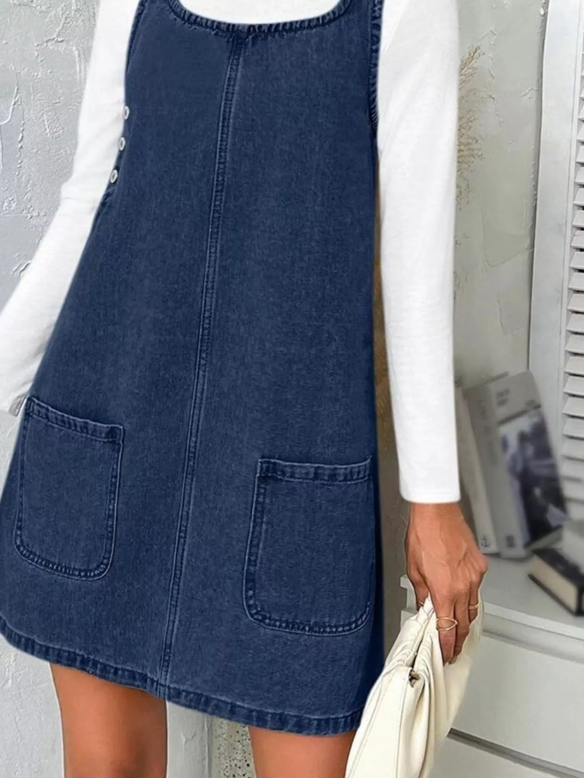 Casual Scoop Neck Sleeveless Denim Dress - Lara-moda store