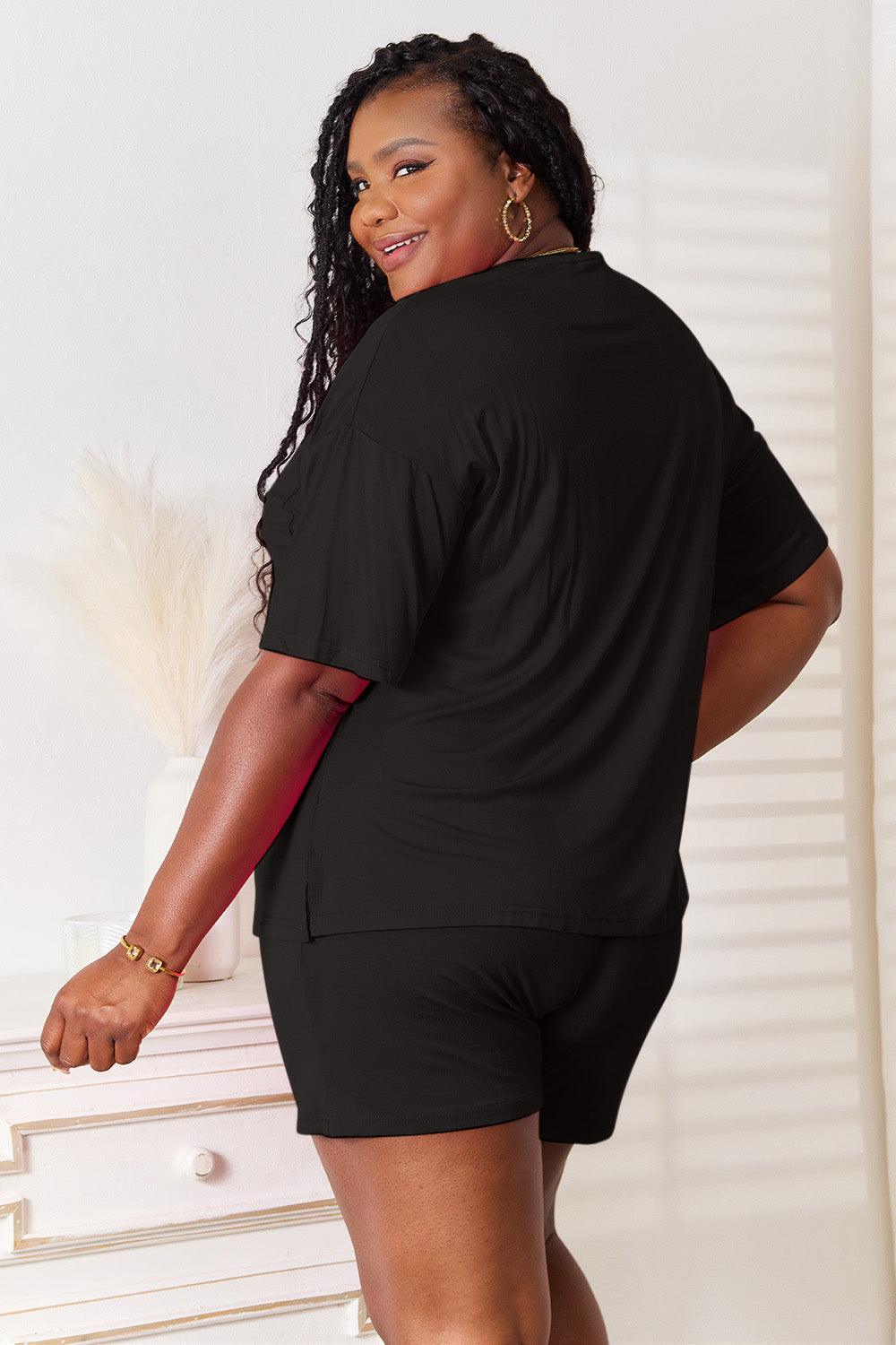 Conjunto Basic Bae Top Meia Manga e Short em Rayon Macio - Tamanho Grande - Lara Moda