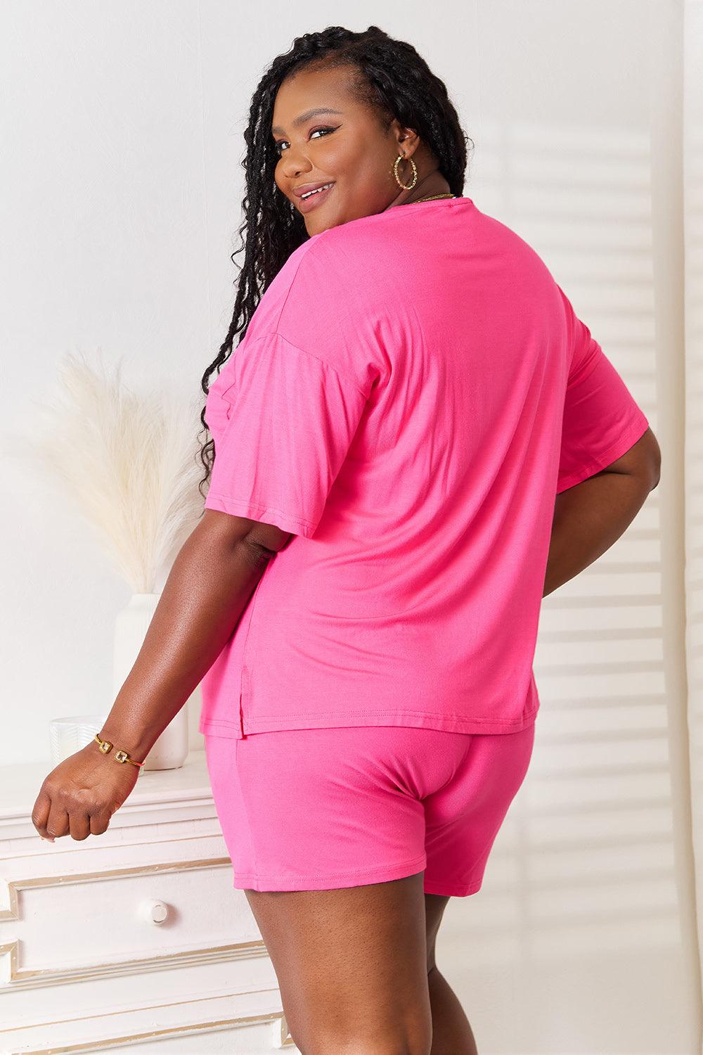 Conjunto Basic Bae Top Meia Manga e Short em Rayon Macio - Tamanho Grande - Lara Moda