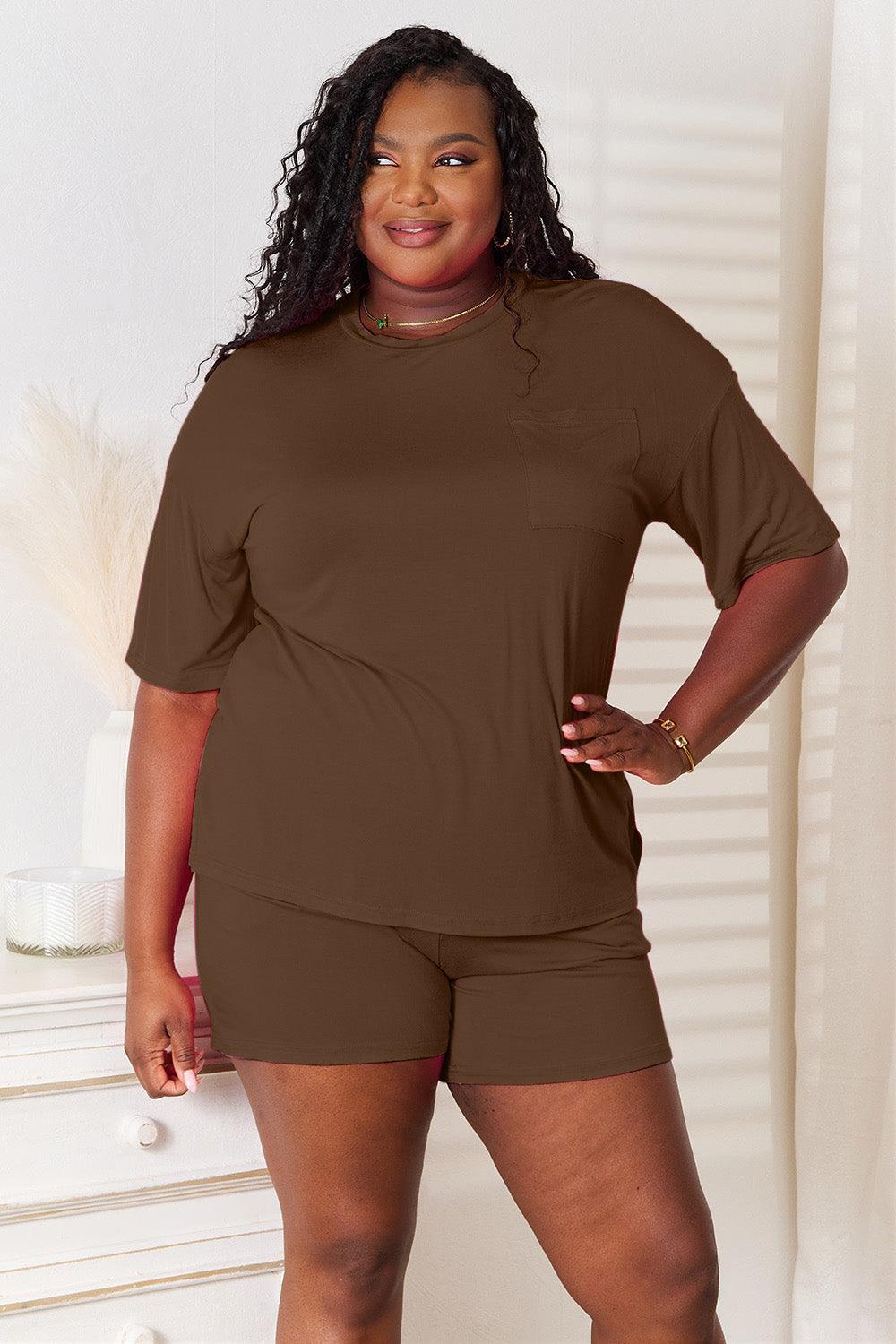 Conjunto Basic Bae Top Meia Manga e Short em Rayon Macio - Tamanho Grande - Lara Moda