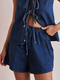 Elastic Waist Denim Shorts - Lara-moda store