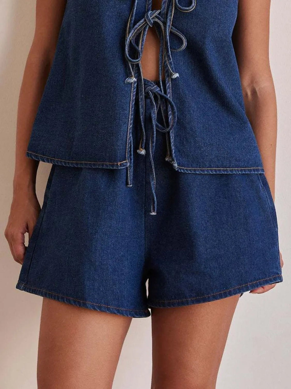 Elastic Waist Denim Shorts - Lara-moda store