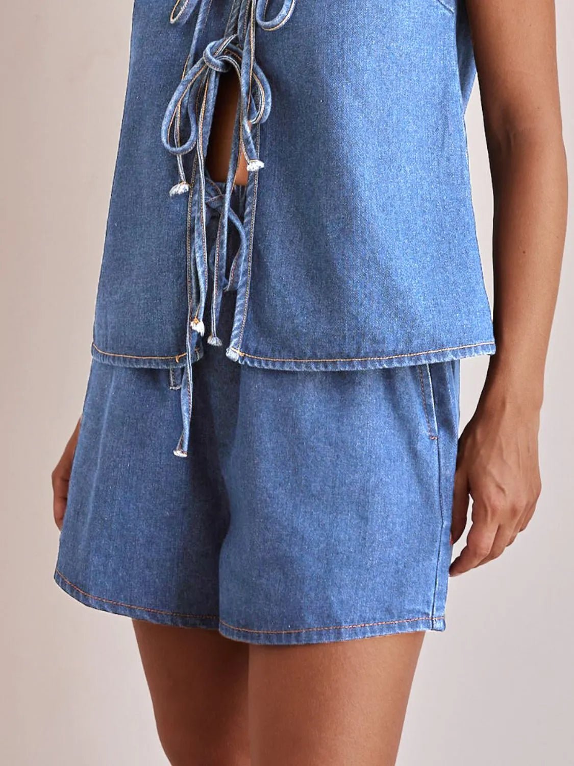 Elastic Waist Denim Shorts - Lara-moda store