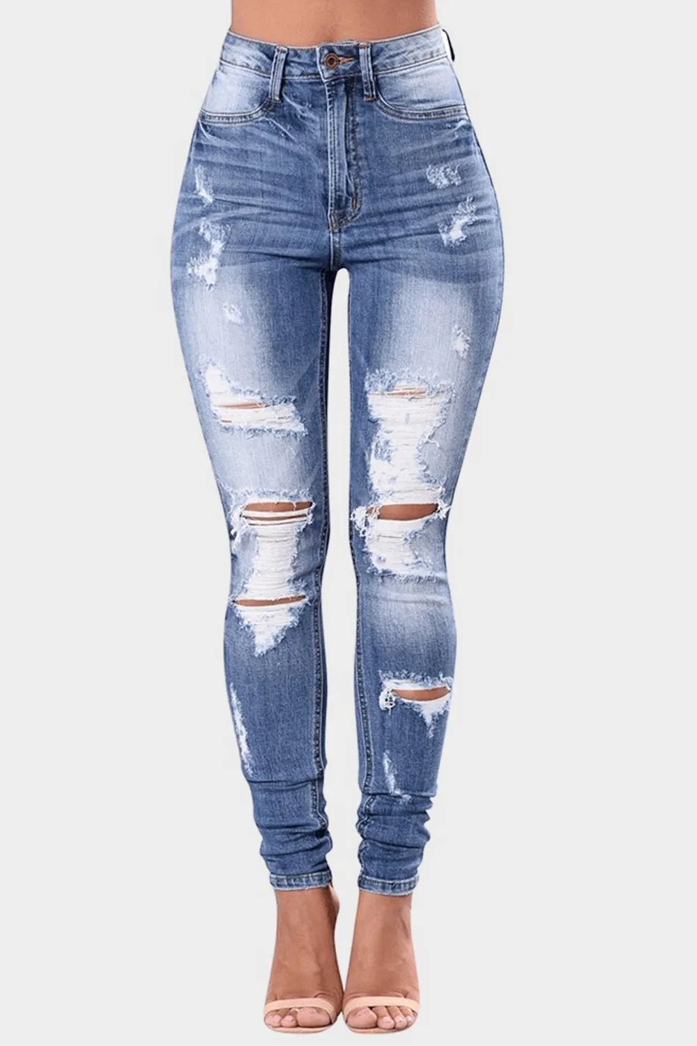 Full Size Distressed Skinny Jeans Plus Size - Lara Moda