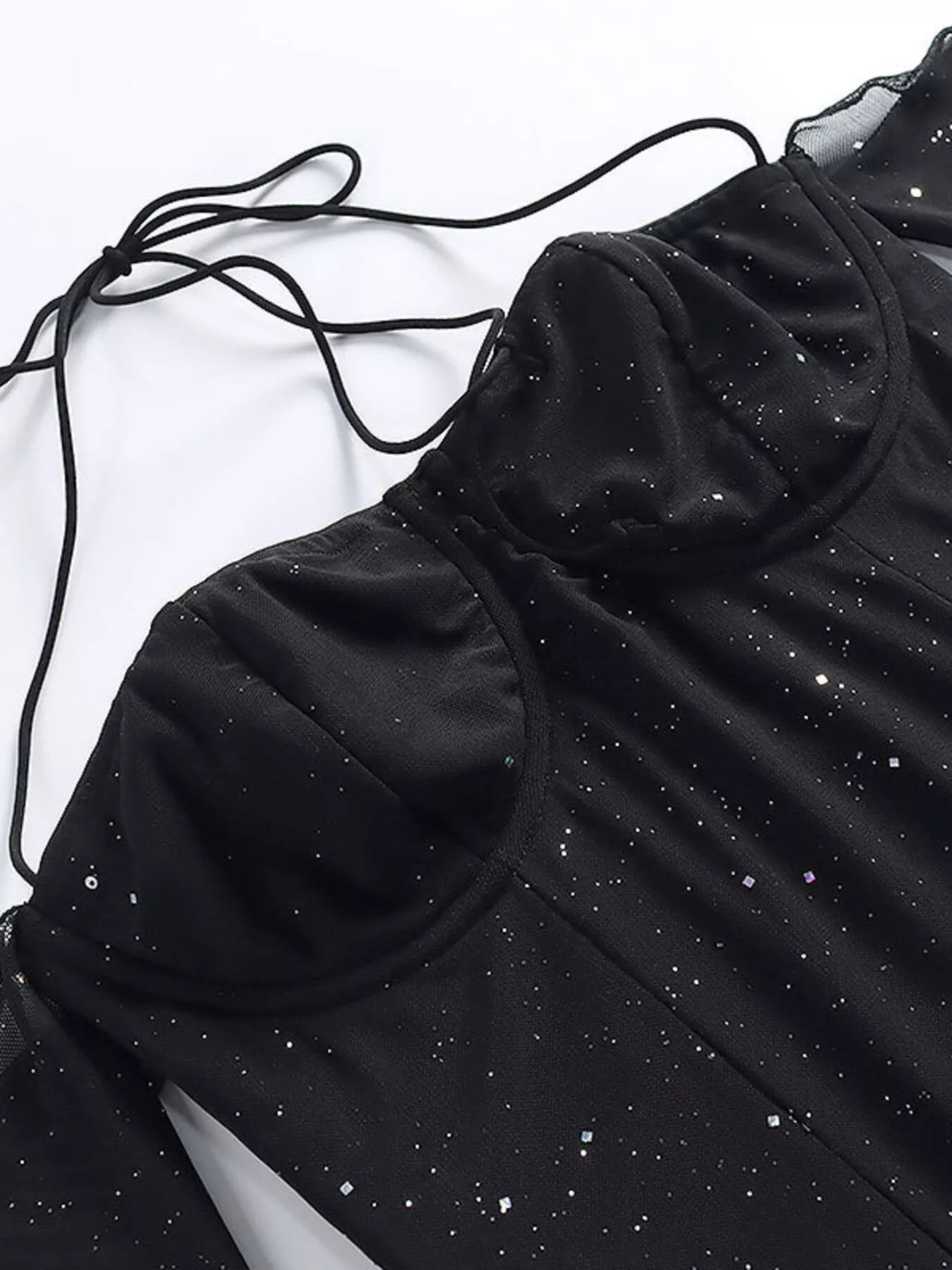 Glitter Mini Dress with Sleeves - Lara Moda