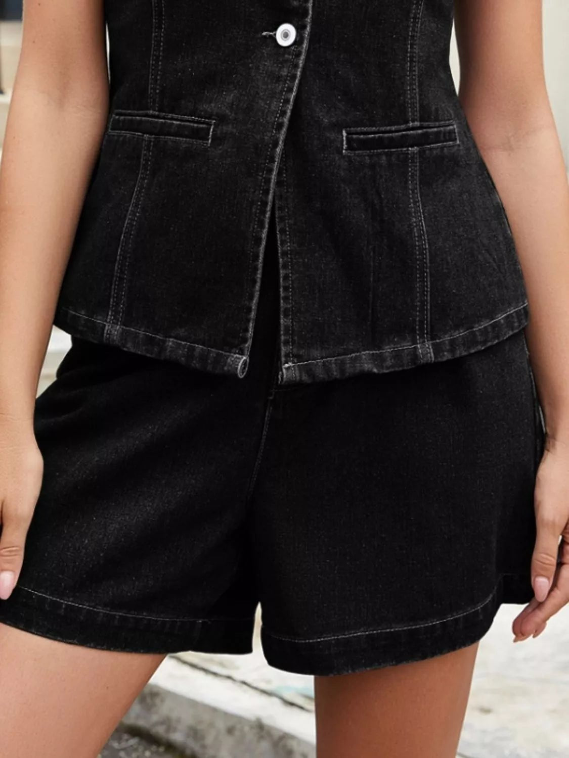High-Waisted Denim Shorts - Lara-moda store