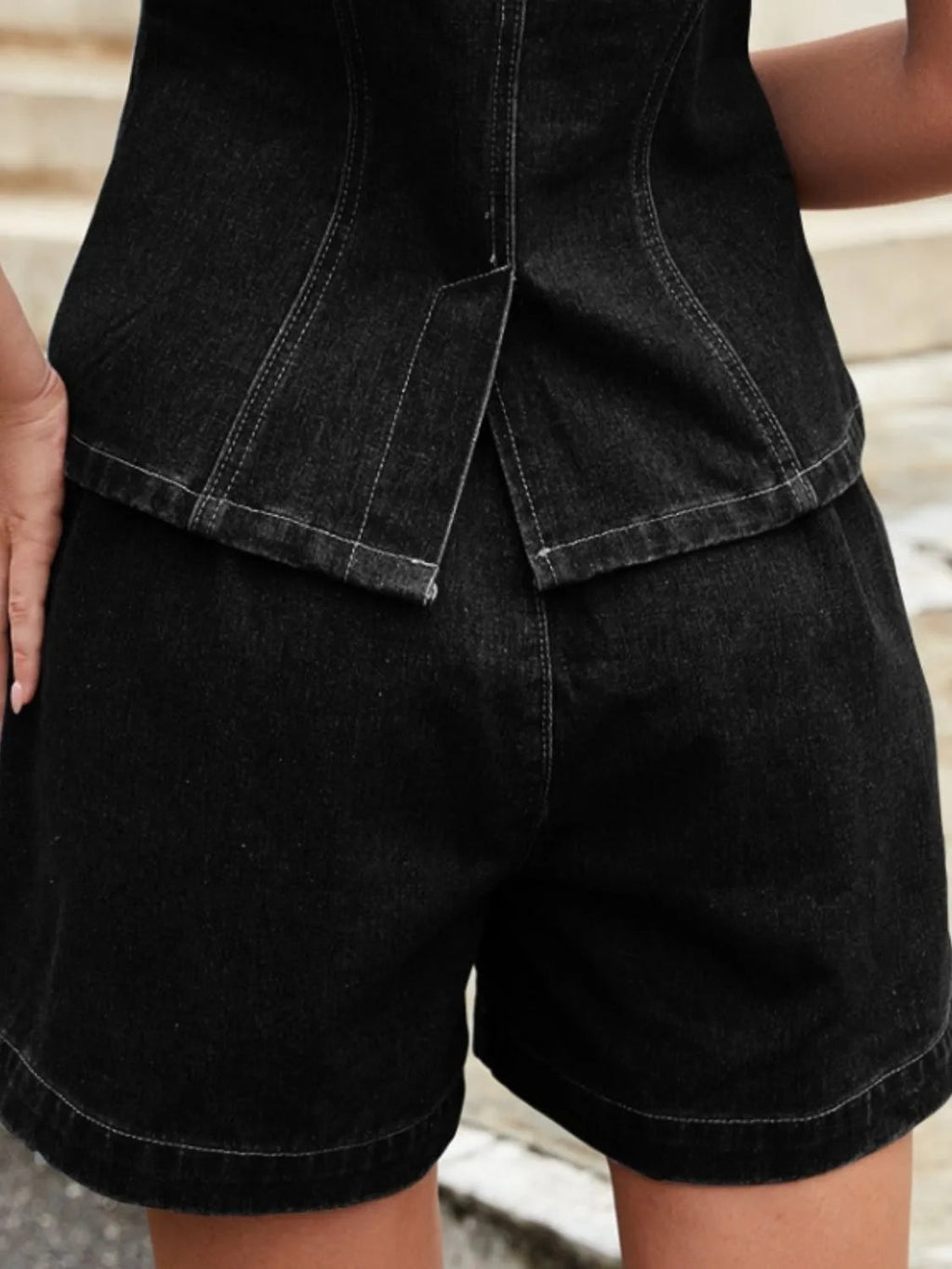 High-Waisted Denim Shorts - Lara-moda store