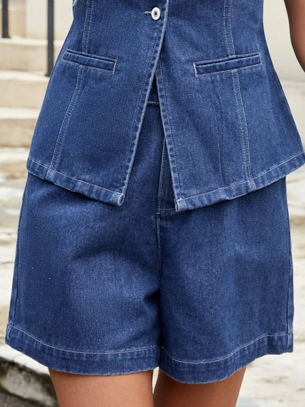 High-Waisted Denim Shorts - Lara-moda store