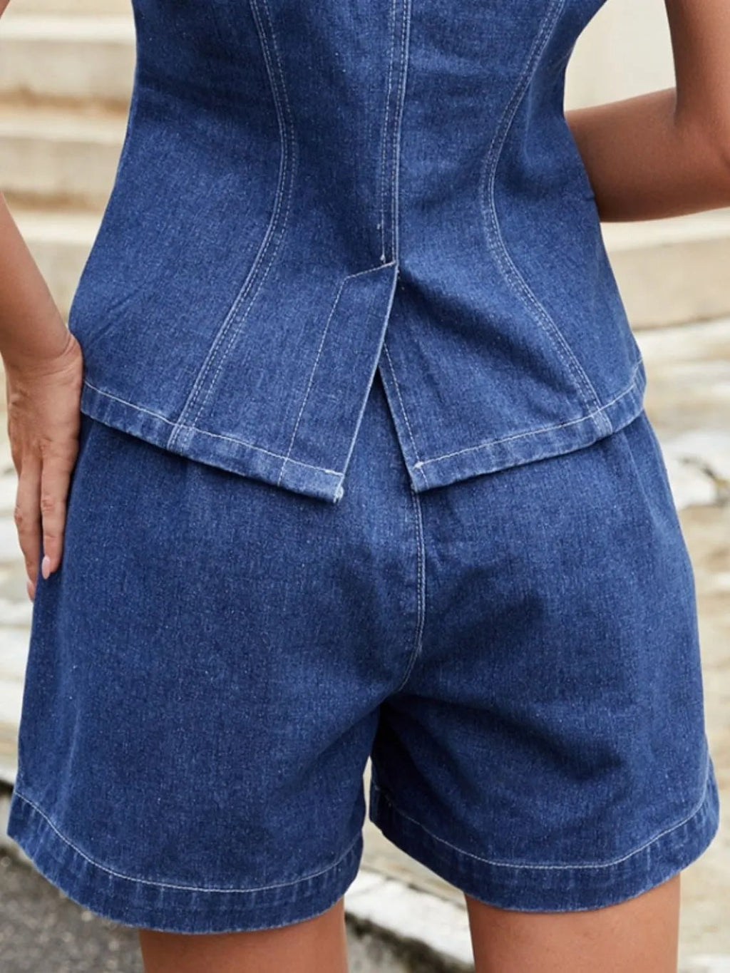 High-Waisted Denim Shorts - Lara-moda store