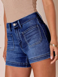 High-Waisted Pocketed Denim Shorts - Lara-moda store