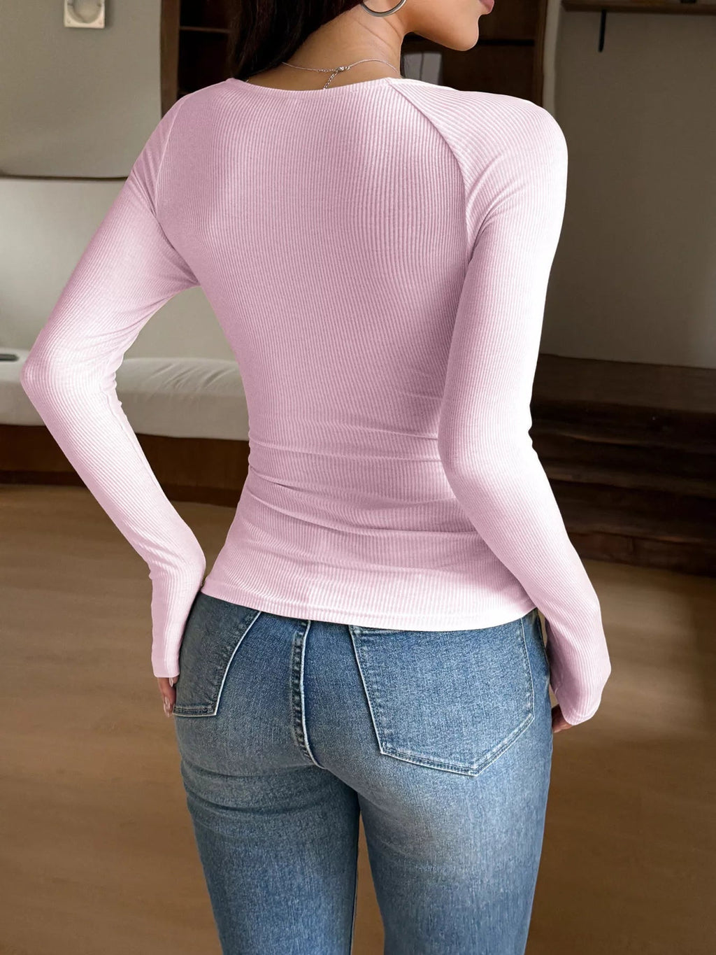 Lace Trim Long Sleeve T-Shirt - Lara Moda