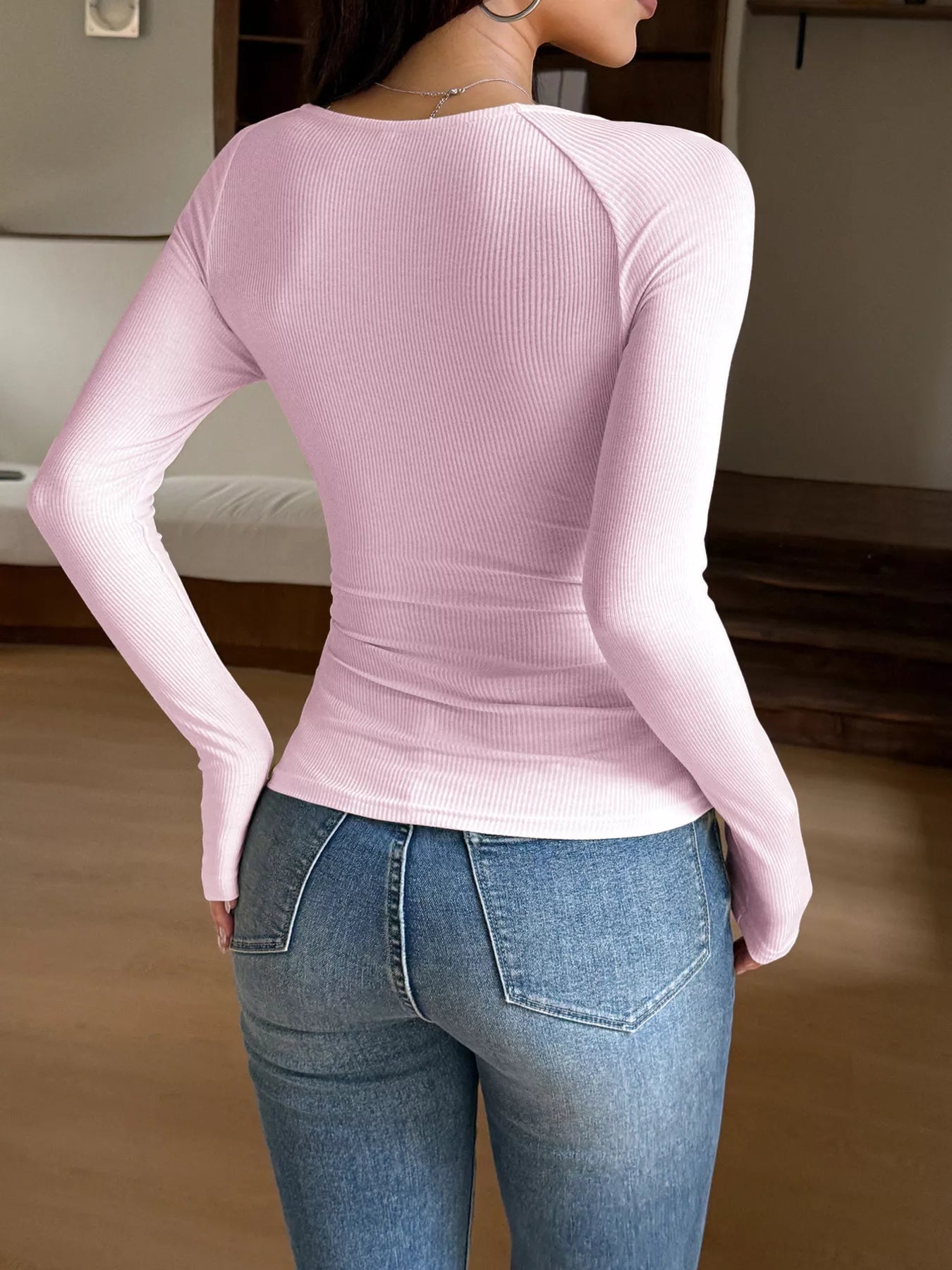 Lace Trim Long Sleeve T-Shirt - Lara Moda