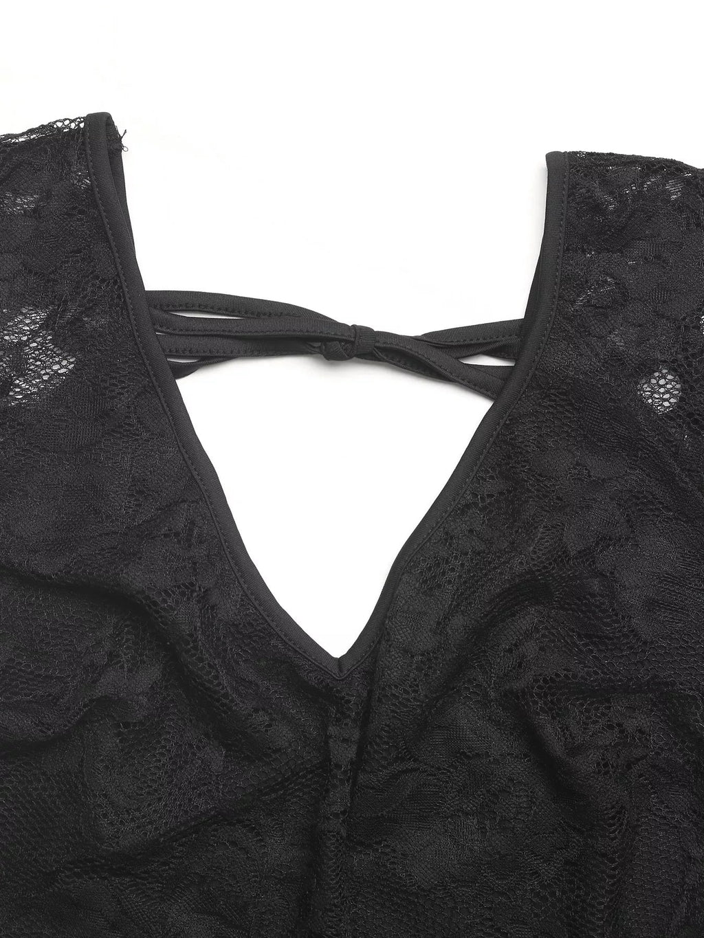 Lace V-Neck Slim Fit T-Shirt - Lara Moda