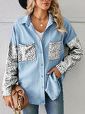 Leopard Patchwork Button Up Denim Shirt - Lara Moda
