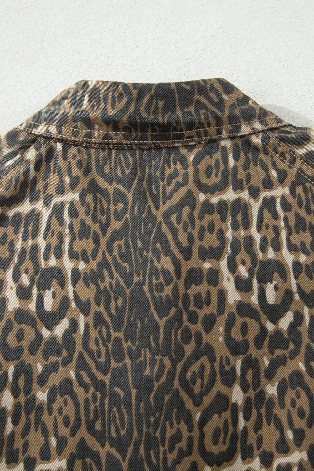 Leopard Print Puff Sleeve Denim Dress - Lara-moda store