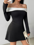 Off-Shoulder Bell Sleeve Mini Dress - Lara Moda