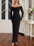 Off-Shoulder Ruched Maxi Dress - Lara Moda