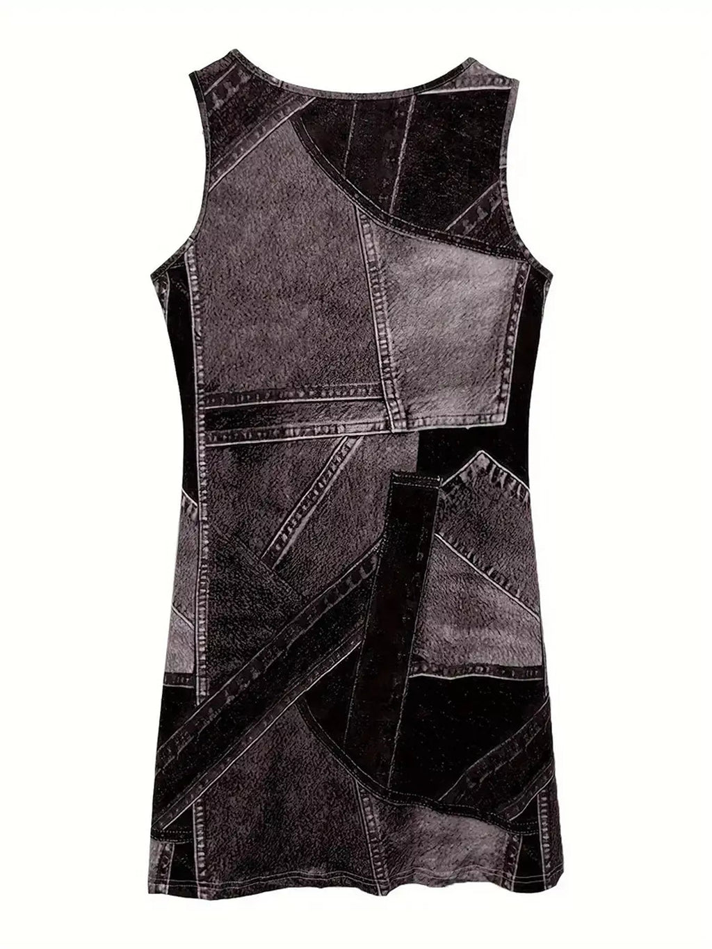 Patchwork Denim Sleeveless Dress - Lara-moda store