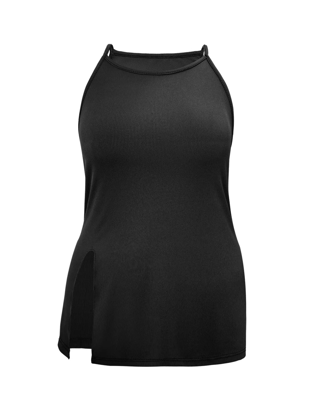 Plus Size Slit Round Neck Cami - Lara Moda