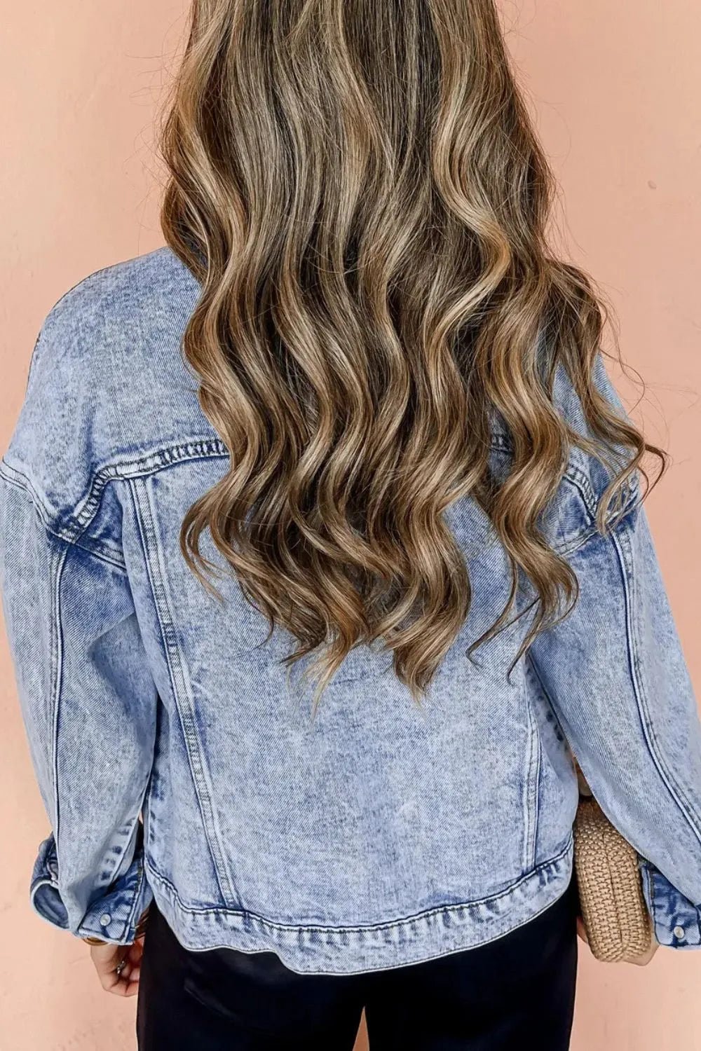 Pocketed Button Up Dropped Shoulder Denim Jacket - Lara-moda store