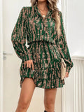 Printed Long Sleeve Mini Dress - Lara Moda
