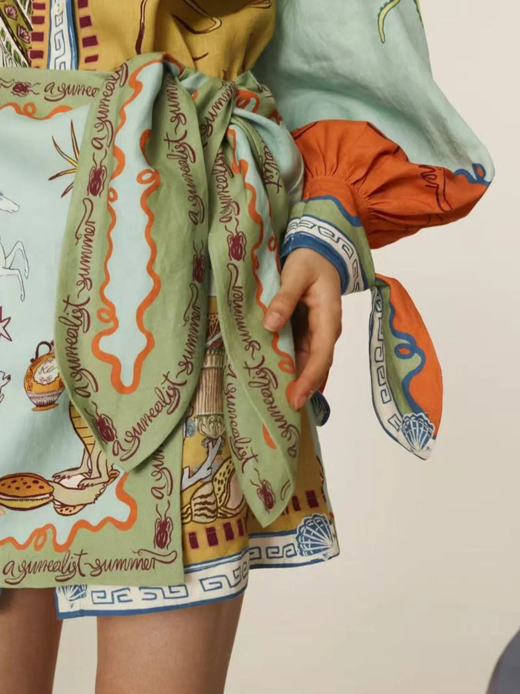 Printed Long Sleeve Shirt Dress - Lara Moda