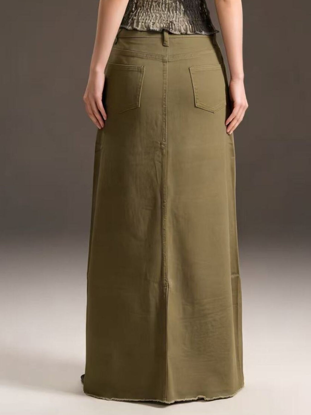 Raw Hem Maxi Denim Skirt - Lara Moda