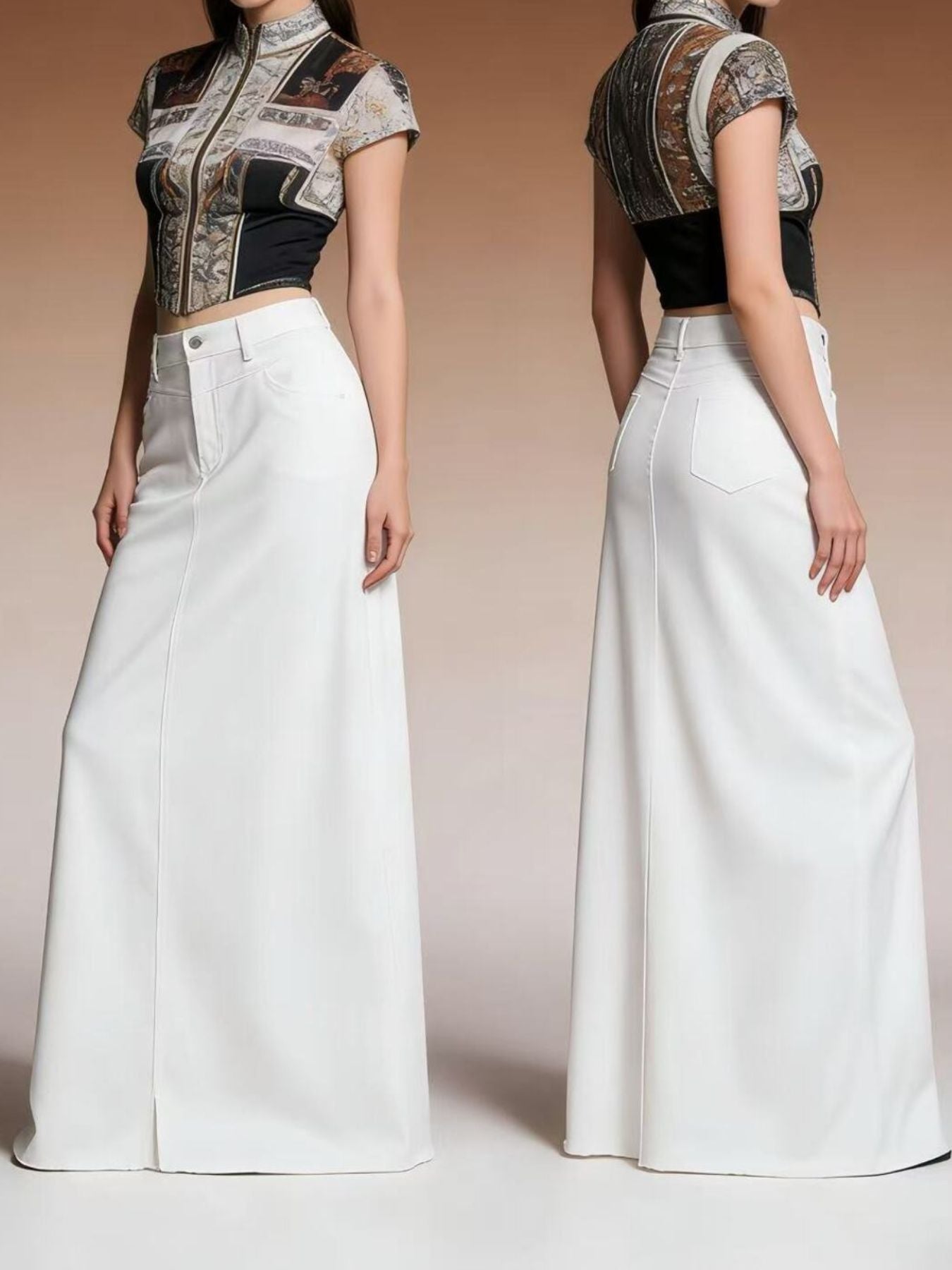 Raw Hem Maxi Denim Skirt - Lara Moda
