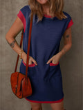 Round Neck Cap Sleeve Mini Dress - Lara-moda store