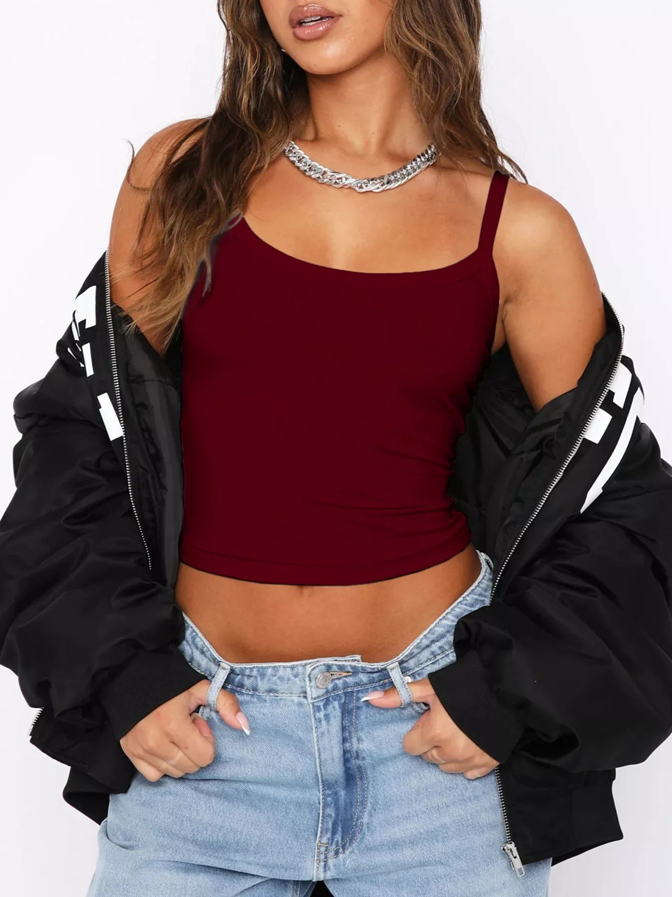 Scoop Neck Solid Color Cami - Lara Moda
