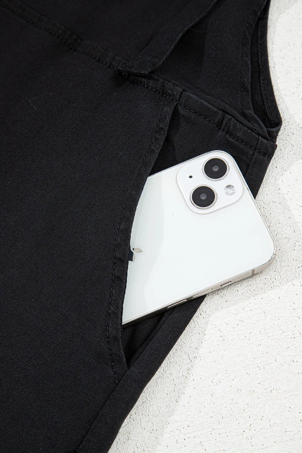 Square Neck Denim Overalls with Pockets - Lara Moda