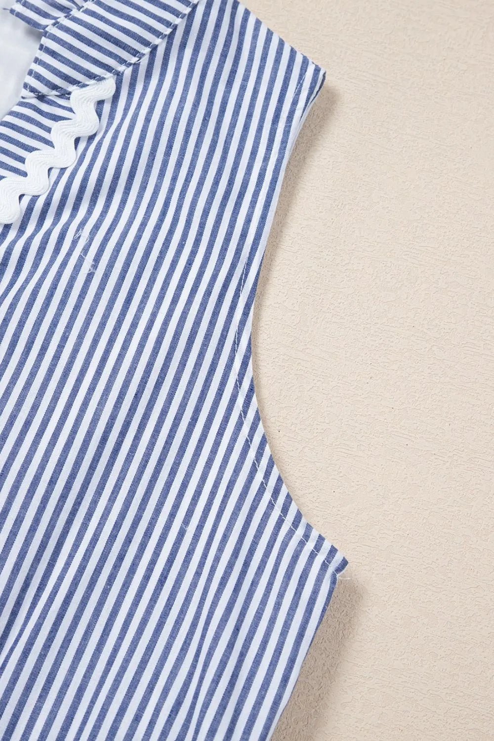 Stripe Sleeveless Notched Ric Rac Mini Dress - Lara-moda store