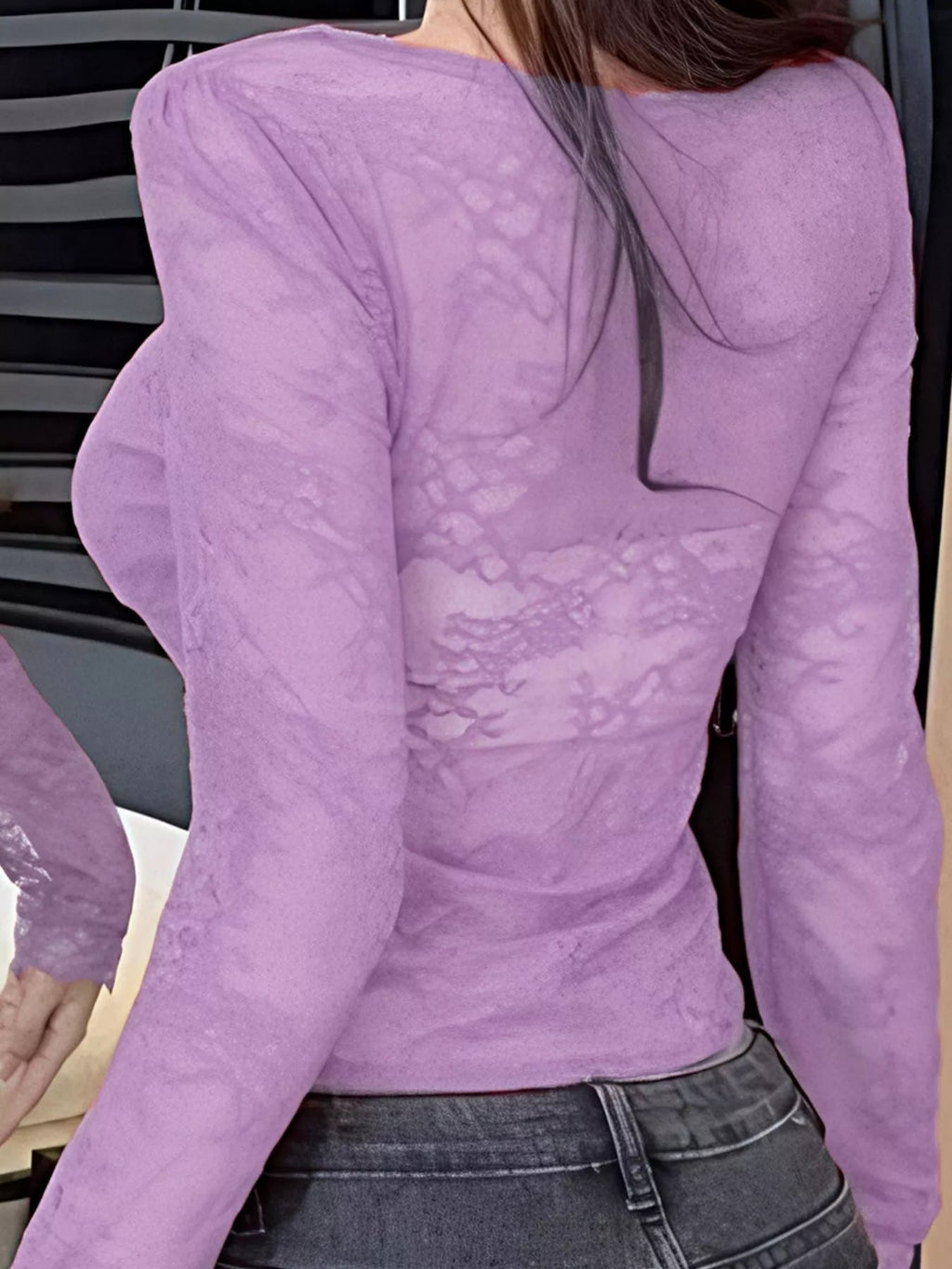 Tie Front Long Sleeve Lace Top - Lara Moda