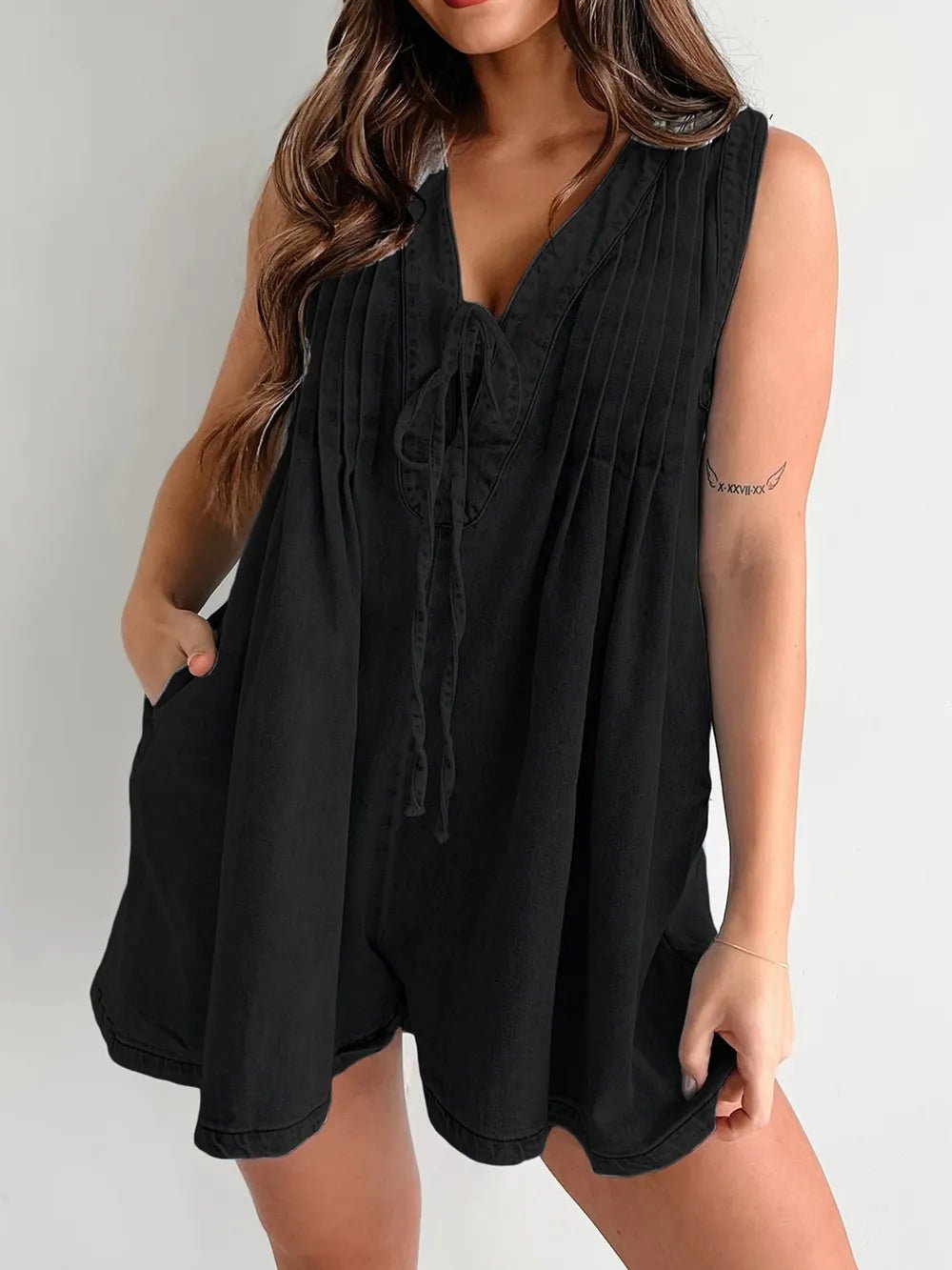Tied Romper with Pockets - Lara-moda store