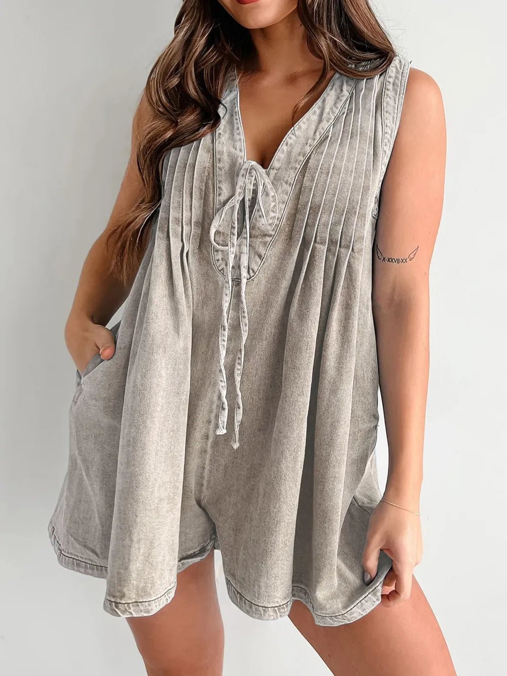 Tied Romper with Pockets - Lara-moda store