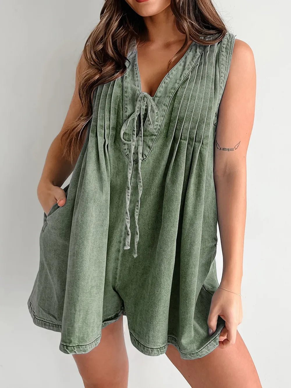 Tied Romper with Pockets - Lara-moda store