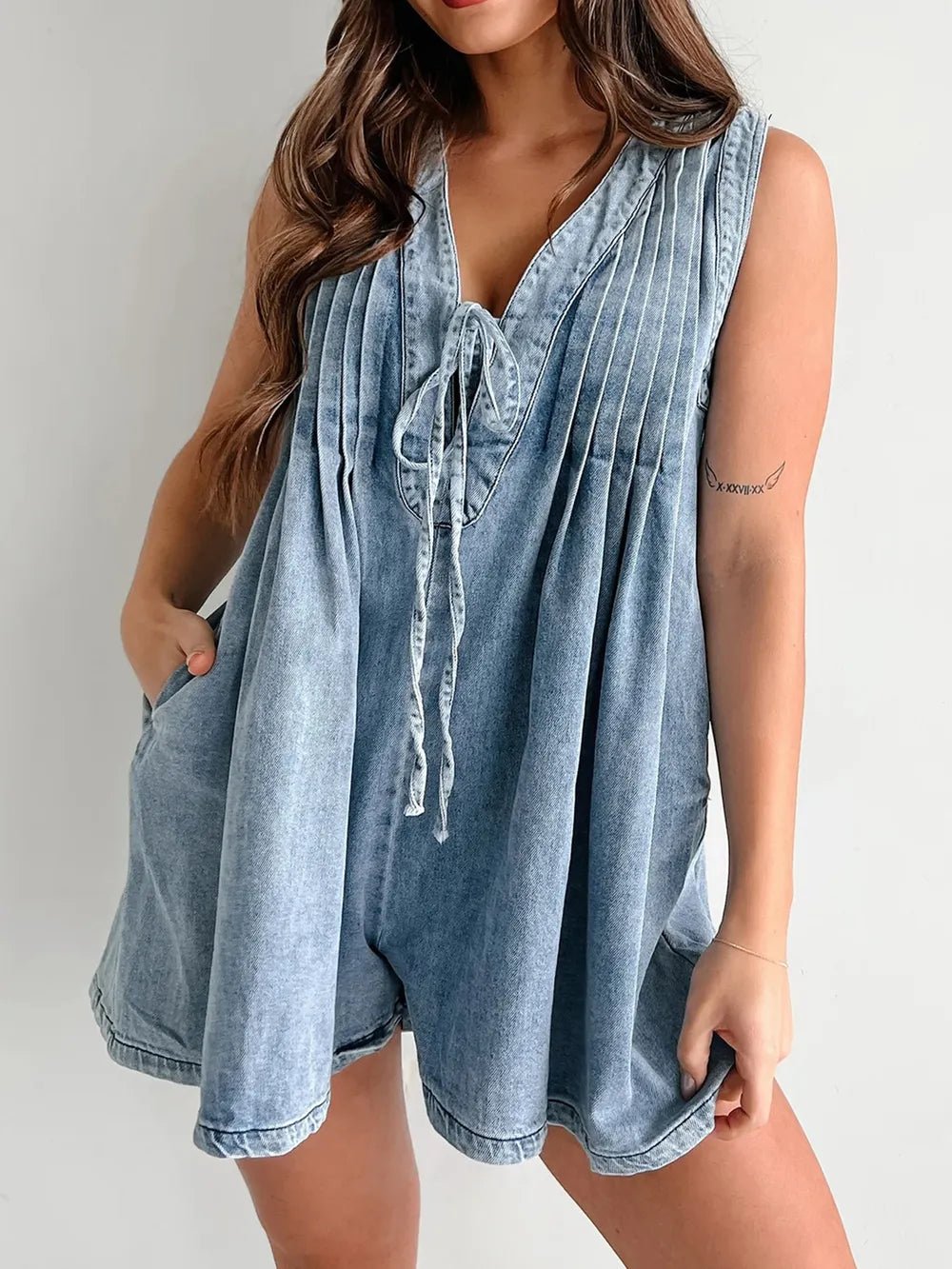 Tied Romper with Pockets - Lara-moda store