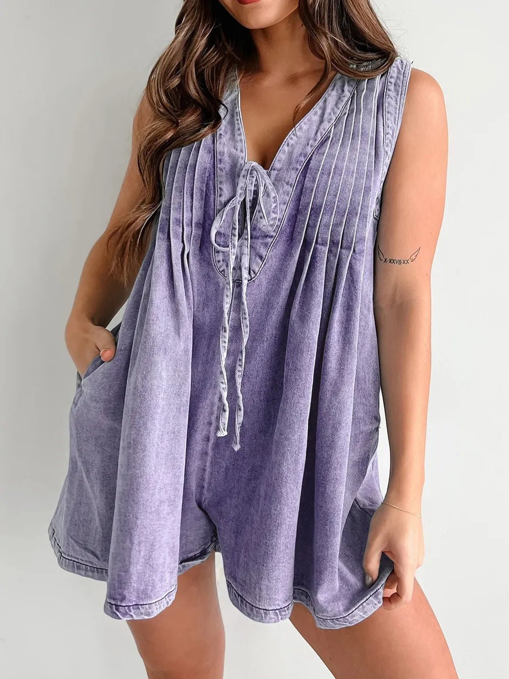 Tied Romper with Pockets - Lara-moda store