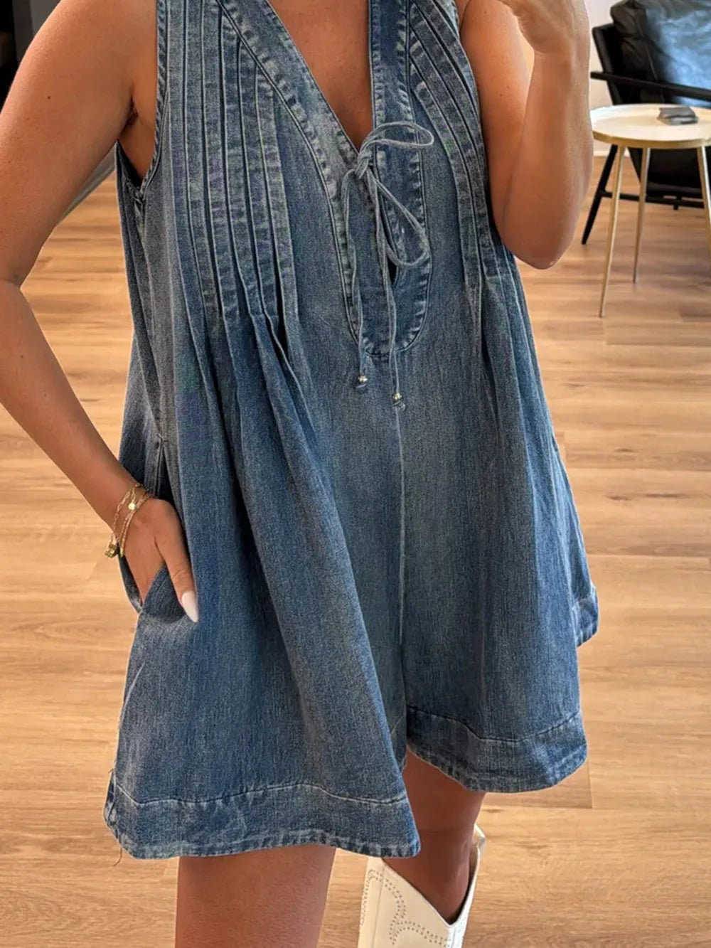 Tied Romper with Pockets - Lara-moda store