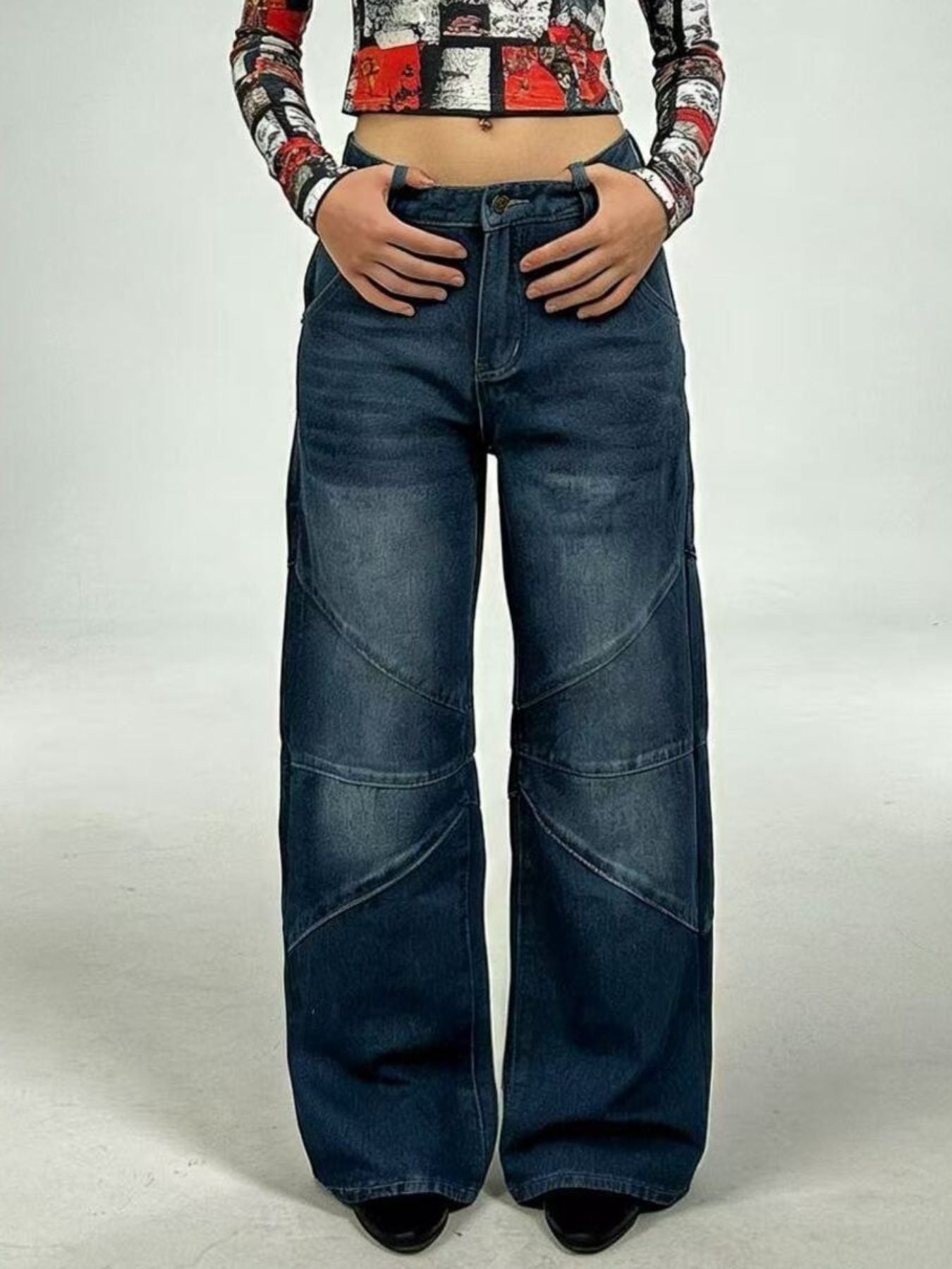 Vintage Wash Wide Leg Jeans - Lara Moda