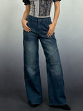 Vintage Wash Wide Leg Jeans - Lara Moda