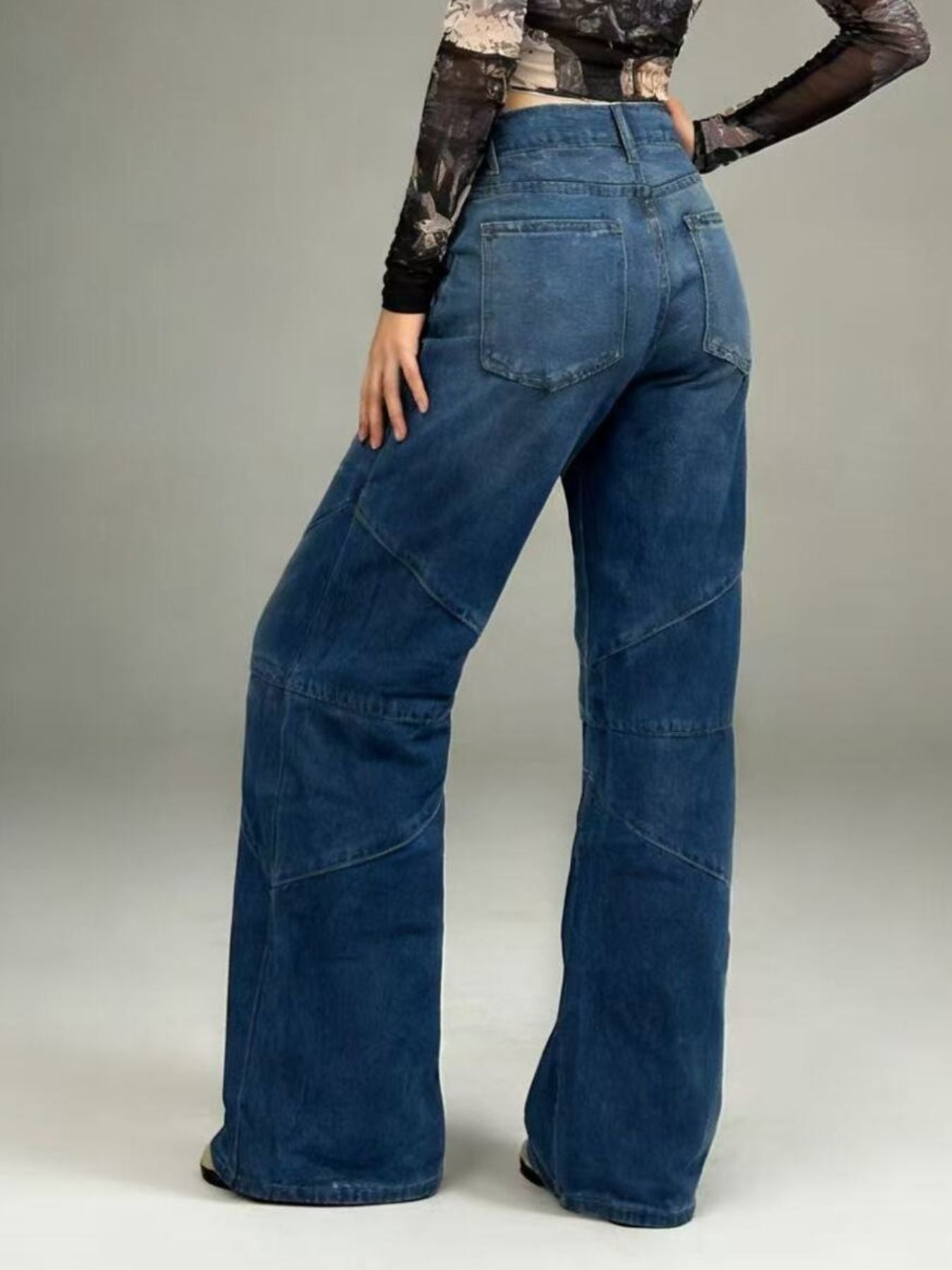 Vintage Wash Wide Leg Jeans - Lara Moda