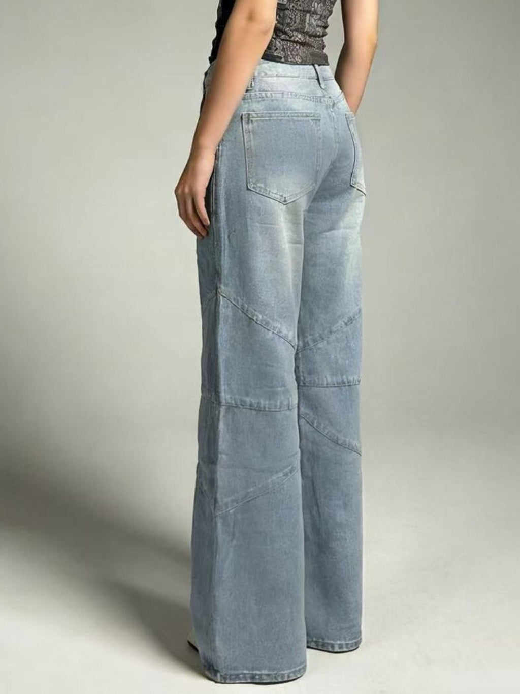 Vintage Wash Wide Leg Jeans - Lara Moda
