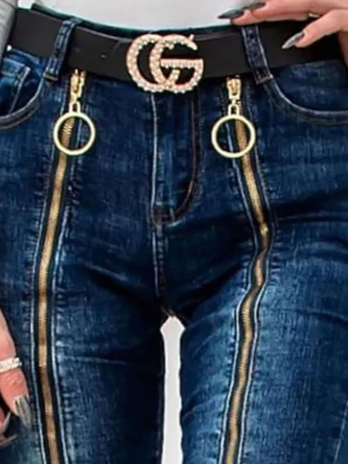 Zipper Front Skinny Jeans - Lara-moda store